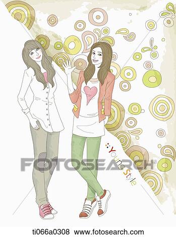 Ladies wearing young style outfit View Large Photo Image Stock Photo - Ladies wearing young style outfit. Fotosearch