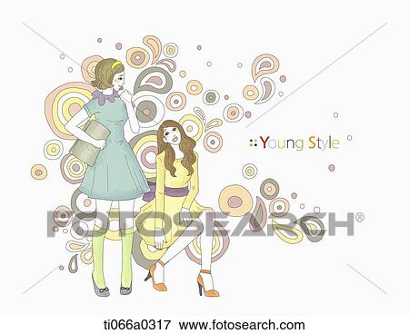 Ladies wearing young style outfit View Large Photo Image Stock Photo - Ladies wearing young style outfit. Fotosearch