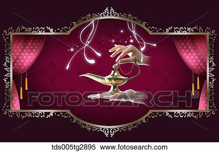 Stock Photography - lamp on the hand of the magic show. Fotosearch
