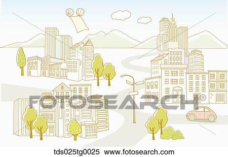 Stock Photography - landscape of city. Fotosearch