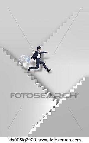 Stock Image - man is running holding the briefcase. Fotosearch