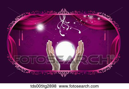 Stock Photo - marble in hands on the stage. Fotosearch