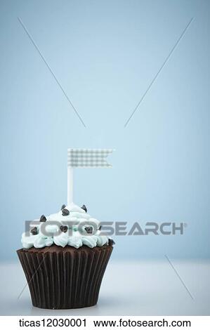 Mint chocolate cupcake with blue flag View Large Photo Image Stock Image - Mint chocolate cupcake with blue flag. Fotosearch