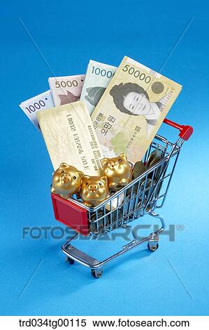 money and credit card and piggy bank in shopping cart View Large Photo Image Stock Photography - money and credit card and piggy bank in shopping cart. Fotosearch