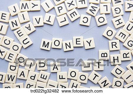Stock Image - Money blocks with other blocks around. Fotosearch