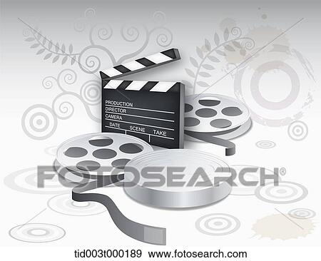 Movie clapperboard and film View Large Photo Image Stock Photo - Movie clapperboard and film . Fotosearch