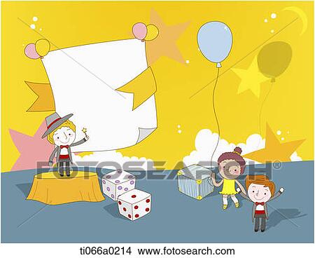 Picture - Multicultural children in the magic show. Fotosearch