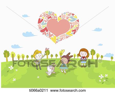 Multicultural children with heart View Large Photo Image Stock Image - Multicultural children with heart. Fotosearch