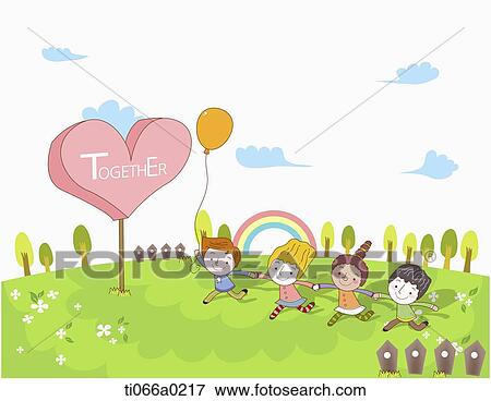 Multicultural children with 'together' heart sign board View Large Photo Image Stock Photo - Multicultural children with 'together' heart sign board. Fotosearch