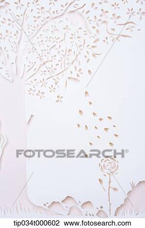 Stock Image - Paper craft of tree and flower. Fotosearch