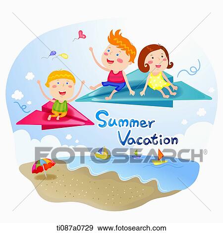 People flying over the beach in the summer vacation View Large Photo Image Stock Photo - People flying over the beach in the summer vacation . Fotosearch