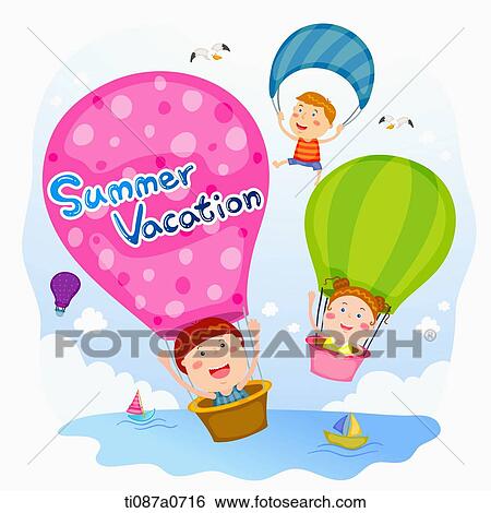 People riding on the hot-air balloon in the summer vacation View Large Photo Image Stock Photograph - People riding on the hot-air balloon in the summer vacation . Fotosearch