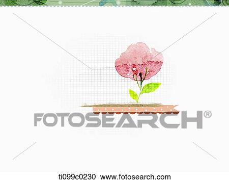 Pink flower on the squared paper View Large Photo Image Stock Image - Pink flower on the squared paper. Fotosearch