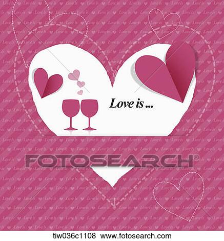 Pink heart and wine glass with Love is View Large Photo Image Stock Photo - Pink heart and wine glass with Love is. Fotosearch