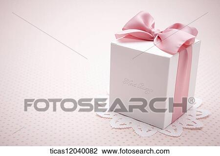 Stock Image - Pink ribbon gift box. Fotosearch