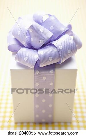 Purple polka dot ribbon gift box View Large Photo Image Stock Photography - Purple polka dot ribbon gift box. Fotosearch