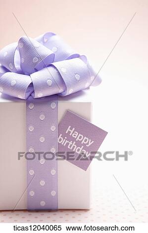 Purple ribbon gift box and birthday card View Large Photo Image Stock Photography - Purple ribbon gift box and birthday card. Fotosearch