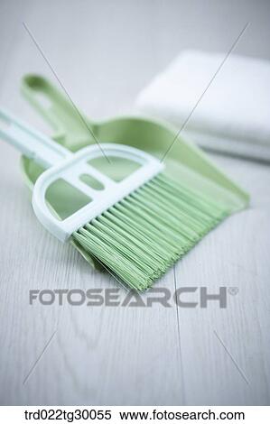 Stock Photography - rag and broom with dustpan. Fotosearch