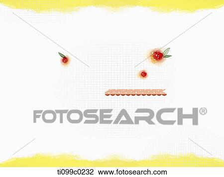 Stock Image - Red flower on the squared paper. Fotosearch