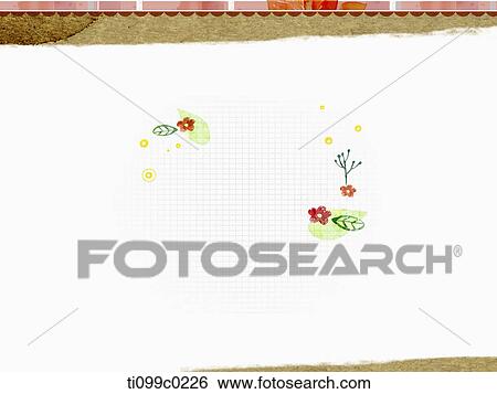 Stock Photograph - Red flower on the squared paper. Fotosearch