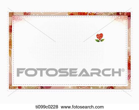 Stock Photo - Red heart flower in the red and brown frame. Fotosearch