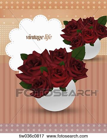Stock Photo - Red rose with vintage life. Fotosearch
