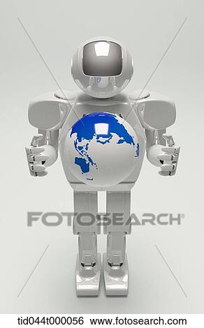 Stock Photograph - Robot and globe. Fotosearch