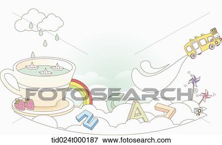 Stock Photo - Ship in the cup and Korean letter. Fotosearch