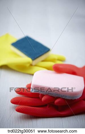 sponges with rubber gloves View Large Photo Image Stock Image - sponges with rubber gloves. Fotosearch
