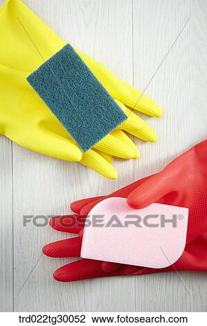 sponges with rubber gloves View Large Photo Image Stock Image - sponges with rubber gloves. Fotosearch