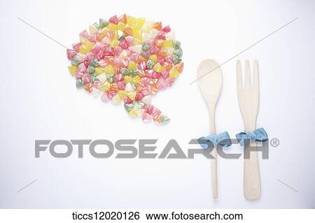 Spoon, fork and candy speech balloon View Large Photo Image Stock Photograph - Spoon, fork and candy speech balloon . Fotosearch