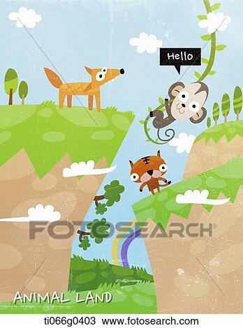 The animal land and 'Hello' English word View Large Photo Image Stock Image - The animal land and 'Hello' English word. Fotosearch