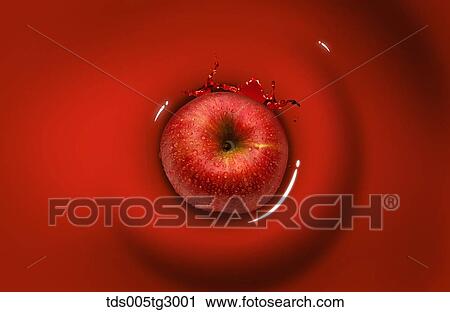 Stock Image - The apple with red background. Fotosearch