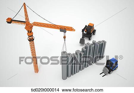 Picture - The construction site with heavy vehicles. Fotosearch