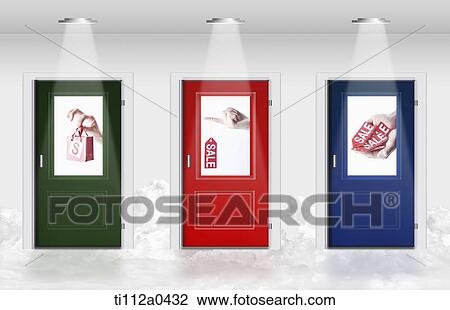 The doors of sale event View Large Photo Image Stock Image - The doors of sale event. Fotosearch