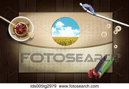 Stock Photo - The image of card and fall decorations. Fotosearch