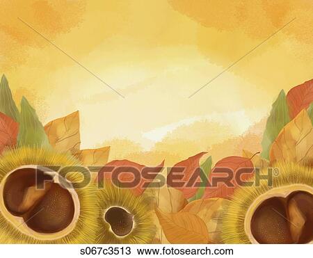Stock Image - The image of chestnus in the fall. Fotosearch
