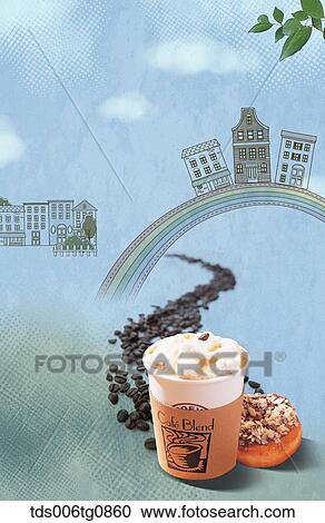The image of coffee, donut, and coffee bean road View Large Photo Image Stock Image - The image of coffee, donut, and coffee bean road. Fotosearch