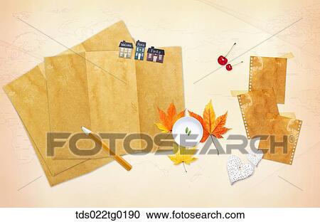 The image of letter, colored leaves, and a pencil View Large Photo Image Stock Image - The image of letter, colored leaves, and a pencil . Fotosearch