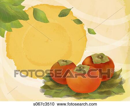 The image of persimmons and full moon in the fall View Large Photo Image Stock Image - The image of persimmons and full moon in the fall. Fotosearch