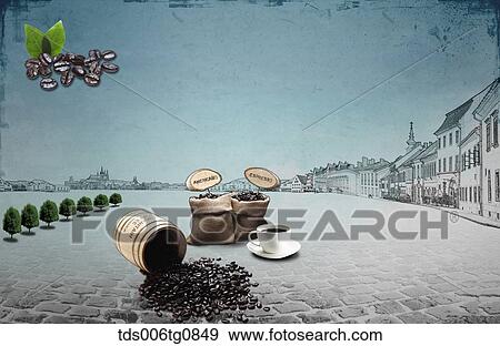 The image of street, coffee bags and a cup of coffee View Large Photo Image Stock Photo - The image of street, coffee bags and a cup of coffee. Fotosearch