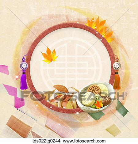 The image of traditional pattern with colored leaves and dessert decoration View Large Photo Image Picture - The image of traditional pattern with colored leaves and dessert decoration. Fotosearch