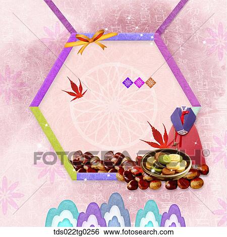 The image of traditional pattern with chestnut and Korean dessert View Large Photo Image Stock Photograph - The image of traditional pattern with chestnut and Korean dessert. Fotosearch