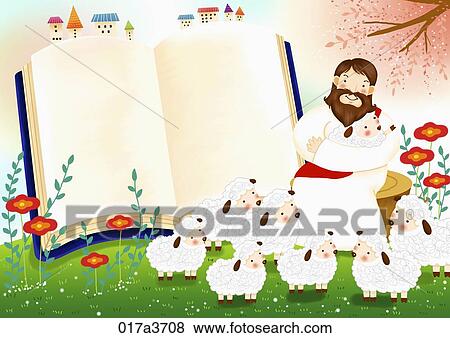 The Jesus holding the little sheep View Large Photo Image Stock Photo - The Jesus holding the little sheep. Fotosearch