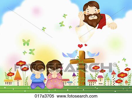 The Jesus listening to the praying children View Large Photo Image Stock Photography - The Jesus listening to the praying children . Fotosearch
