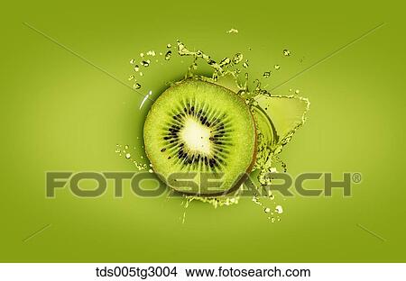Picture - The kiwi with green background. Fotosearch