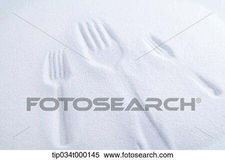 The shape of fork left on the flour View Large Photo Image Stock Photography - The shape of fork left on the flour. Fotosearch