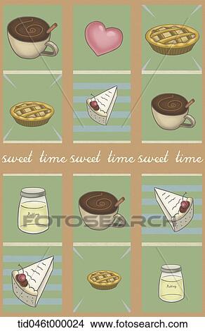 Picture - Various desserts illustration. Fotosearch