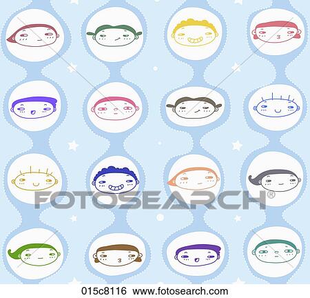 Various face of children pattern View Large Photo Image Stock Photograph - Various face of children pattern . Fotosearch