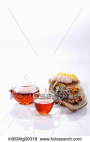Various Korean dessert and tea setting View Large Photo Image Stock Photo - Various Korean dessert and tea setting . Fotosearch